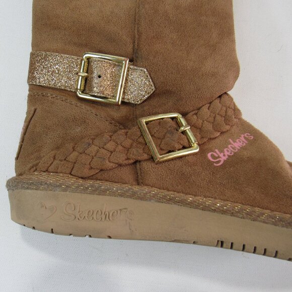 Skechers Toasty Toes Girl's Suede Buckle Memory Foam Warm Winter Boots Size 1 - Picture 12 of 14